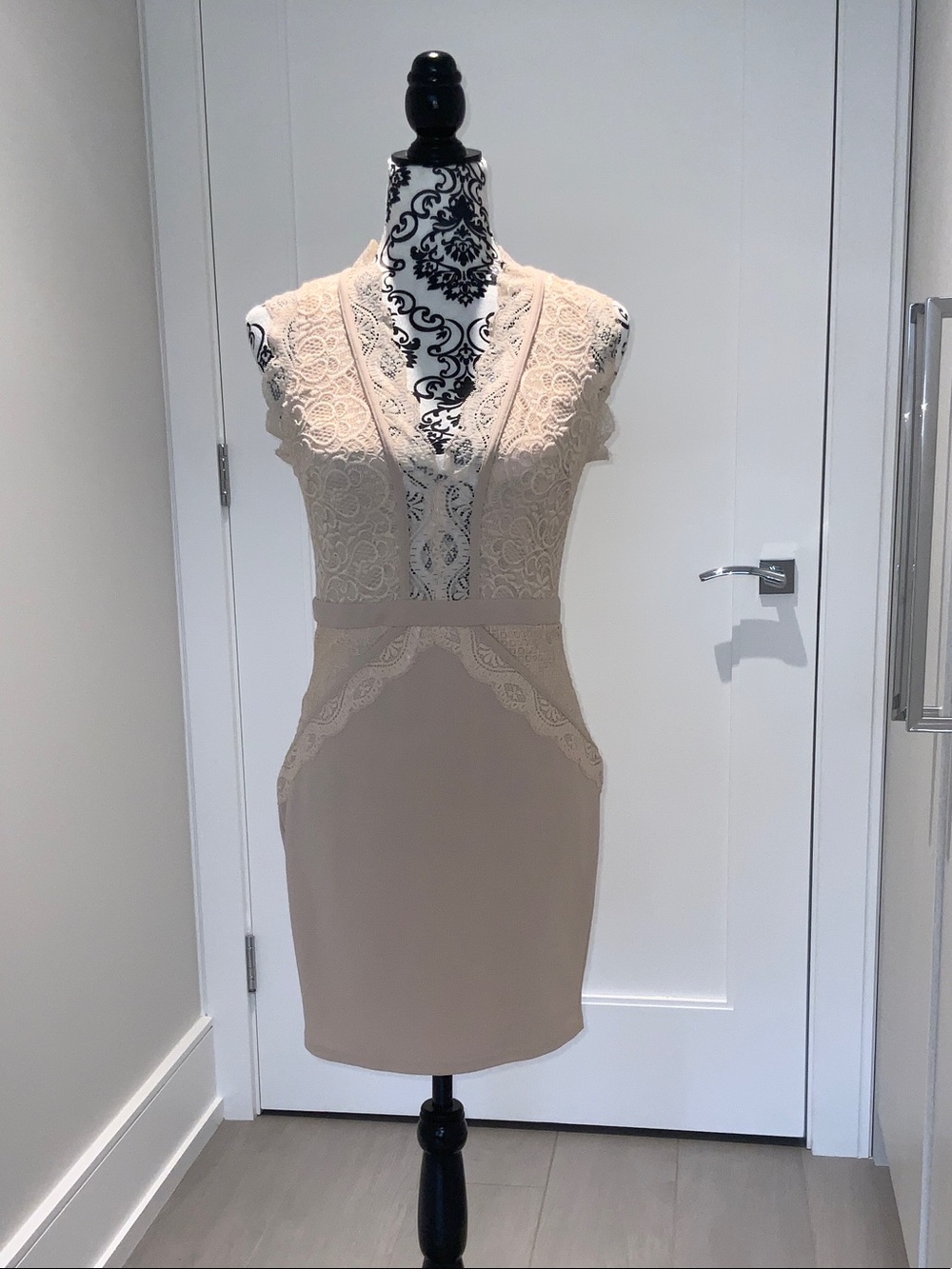 Entry Beige Lace Mini Dress